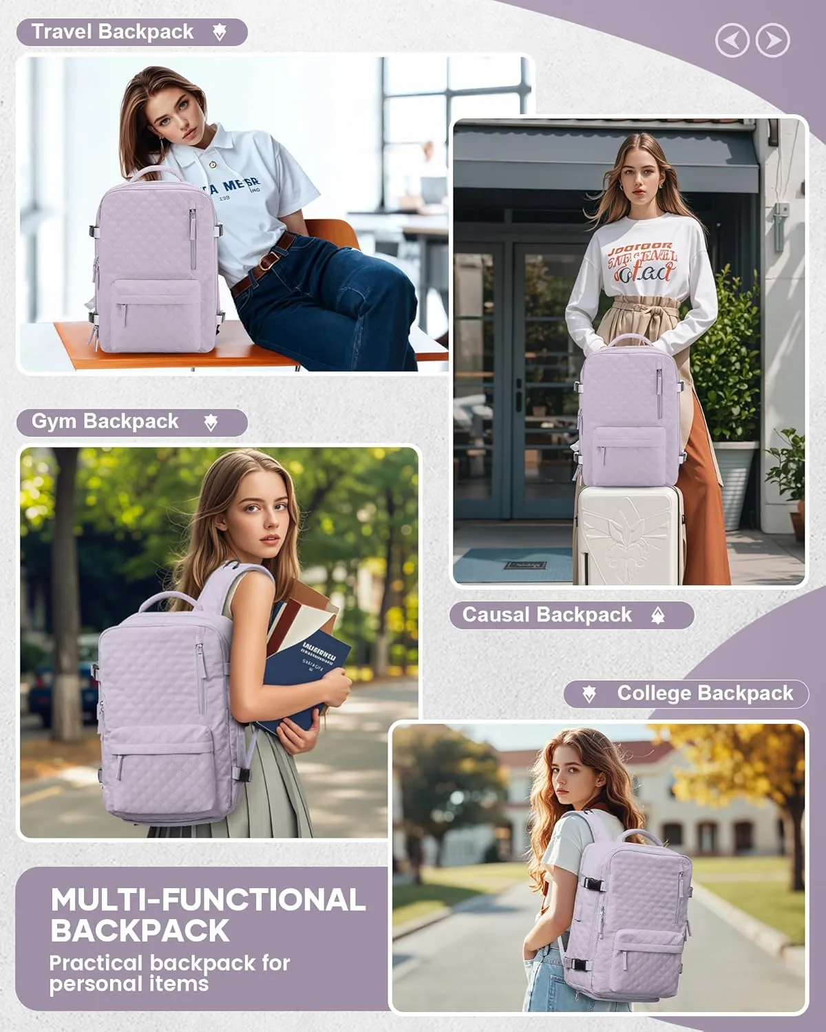 Travel Vacuum Storage Backpack with Air Pump Vacuum Seal Compression Space Saver Bags Clothing Vacpack Airback 18x14x8 inches Travel Bag Carry on Personal item Laptop Work Backpacks Women Men Purple