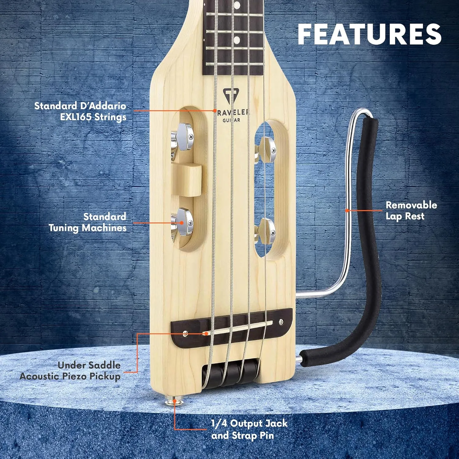 Traveler Guitar 4 String Ultra-Light Bass (Maple), Right, (ULB MPS)