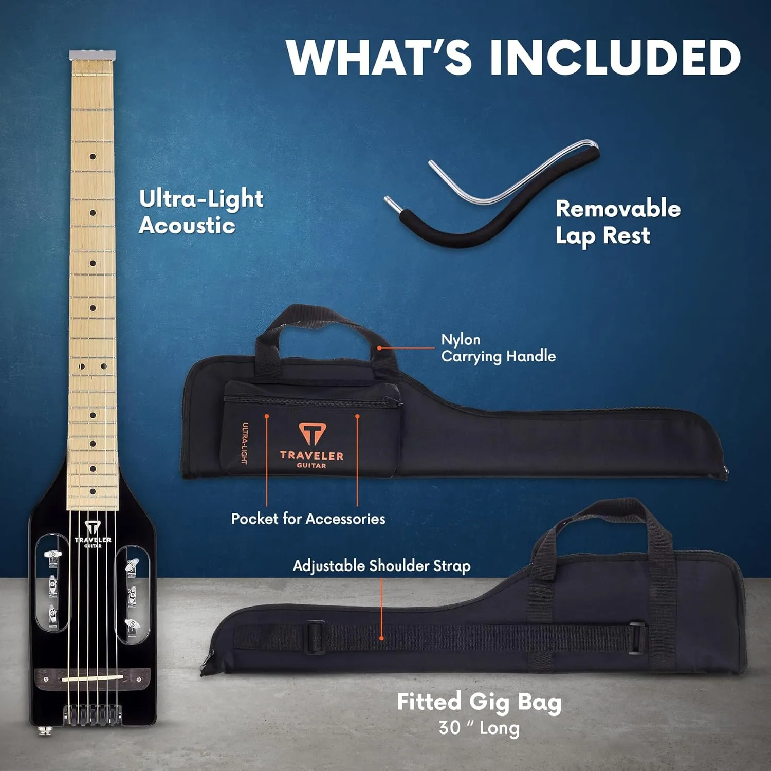 Traveler Guitar Ultra-Light Acoustic Acoustic-Electric Guitar, Black Gloss