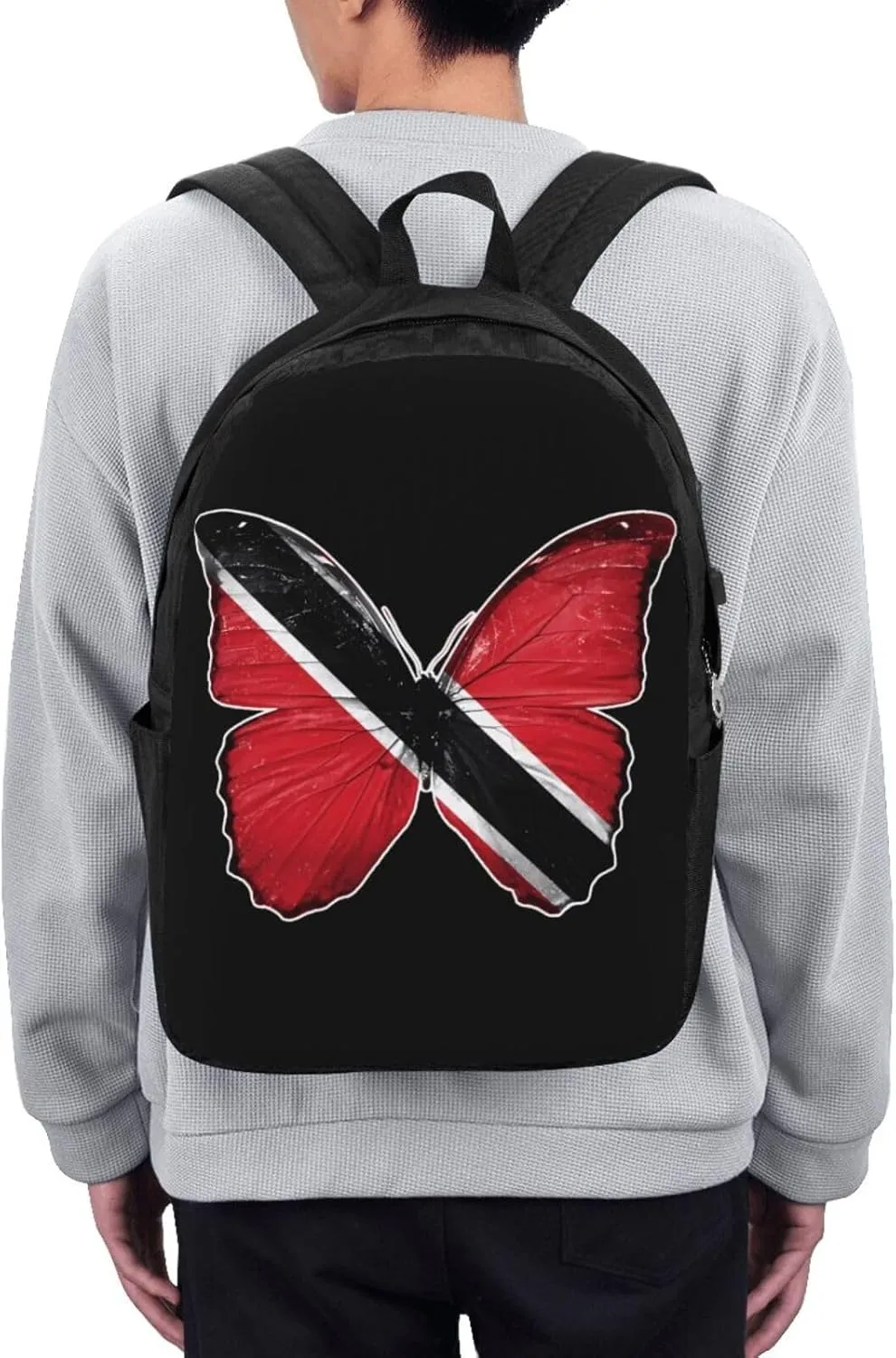 Trinidad Tobago Butterfly Flag Laptop Backpacks Travel Backpack Casual Business Daypack Sport Rucksack Computer Bag Fits up to 17 Inch Notebook with USB Port