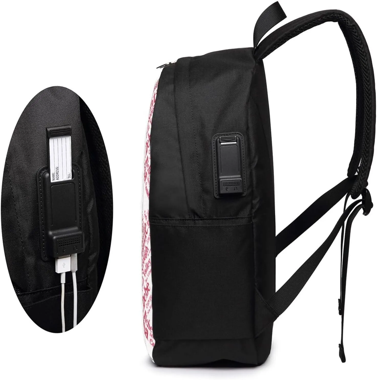 Trinidad Tobago Flag Cities Word Laptop Backpacks Travel Backpack Casual Business Daypack Sport Rucksack Computer Bag Fits up to 17 Inch Notebook with USB Port
