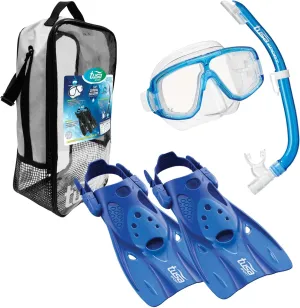 TUSA Sport Adult Platina Hyperdry Mask, Snorkel, & Fins Travel Set