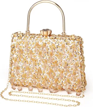 UBORSE Women Wedding Clutch Rhinestone Bling Sequin Evening Bags Vintage Crystal Beaded Cocktail Party Party Purse