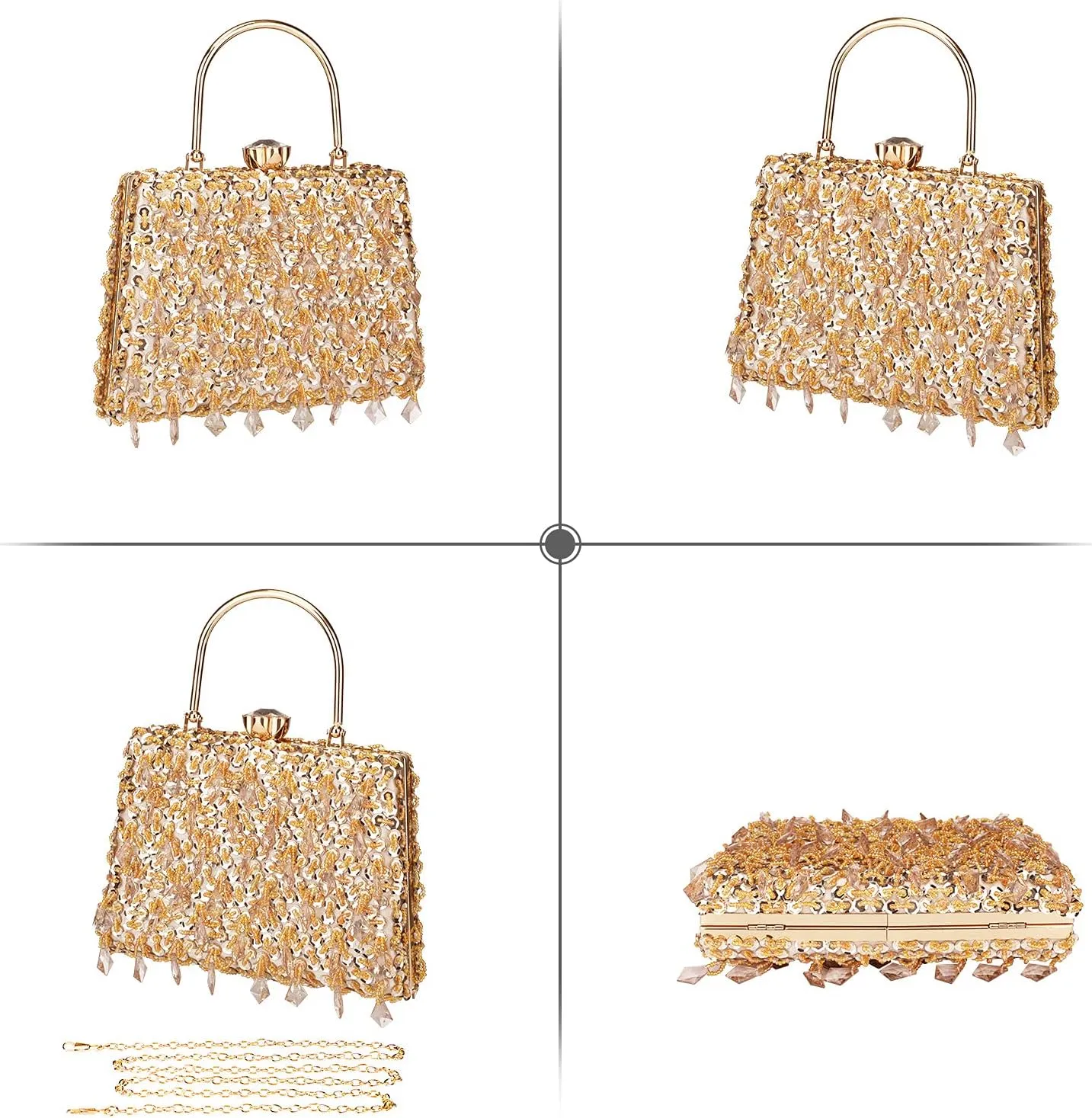 UBORSE Women Wedding Clutch Rhinestone Bling Sequin Evening Bags Vintage Crystal Beaded Cocktail Party Party Purse