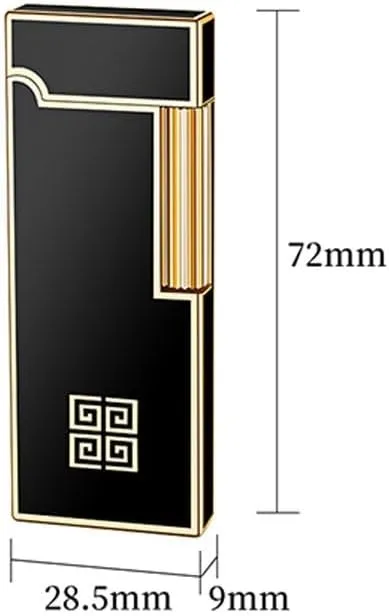 Ultra-Thin Metal Butane Lighter Narrow Version Side Sliding Wheel Soft Flame for Candle Camping Gifts for Men and Women(Black 1)