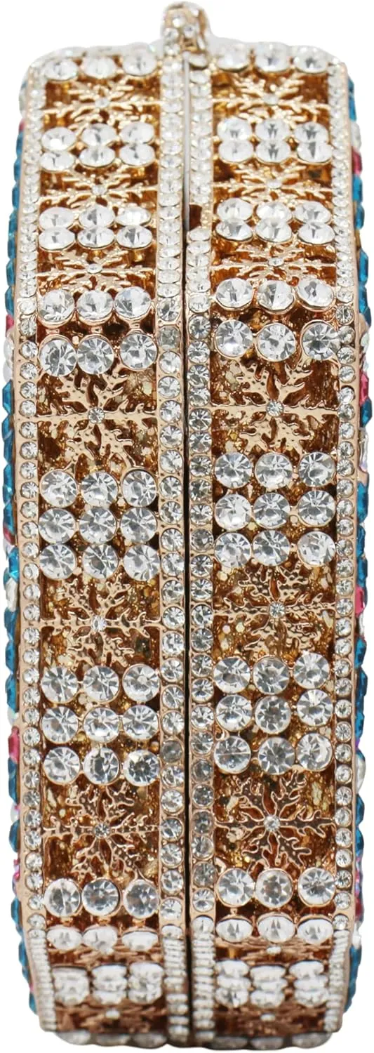 UMREN Crystal Snowflake Evening Bags Dazzling Rhinestone Party Box for Women Formal Party Sparkly Bridal Clutch Purse