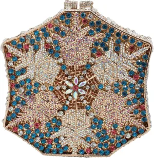 UMREN Crystal Snowflake Evening Bags Dazzling Rhinestone Party Box for Women Formal Party Sparkly Bridal Clutch Purse