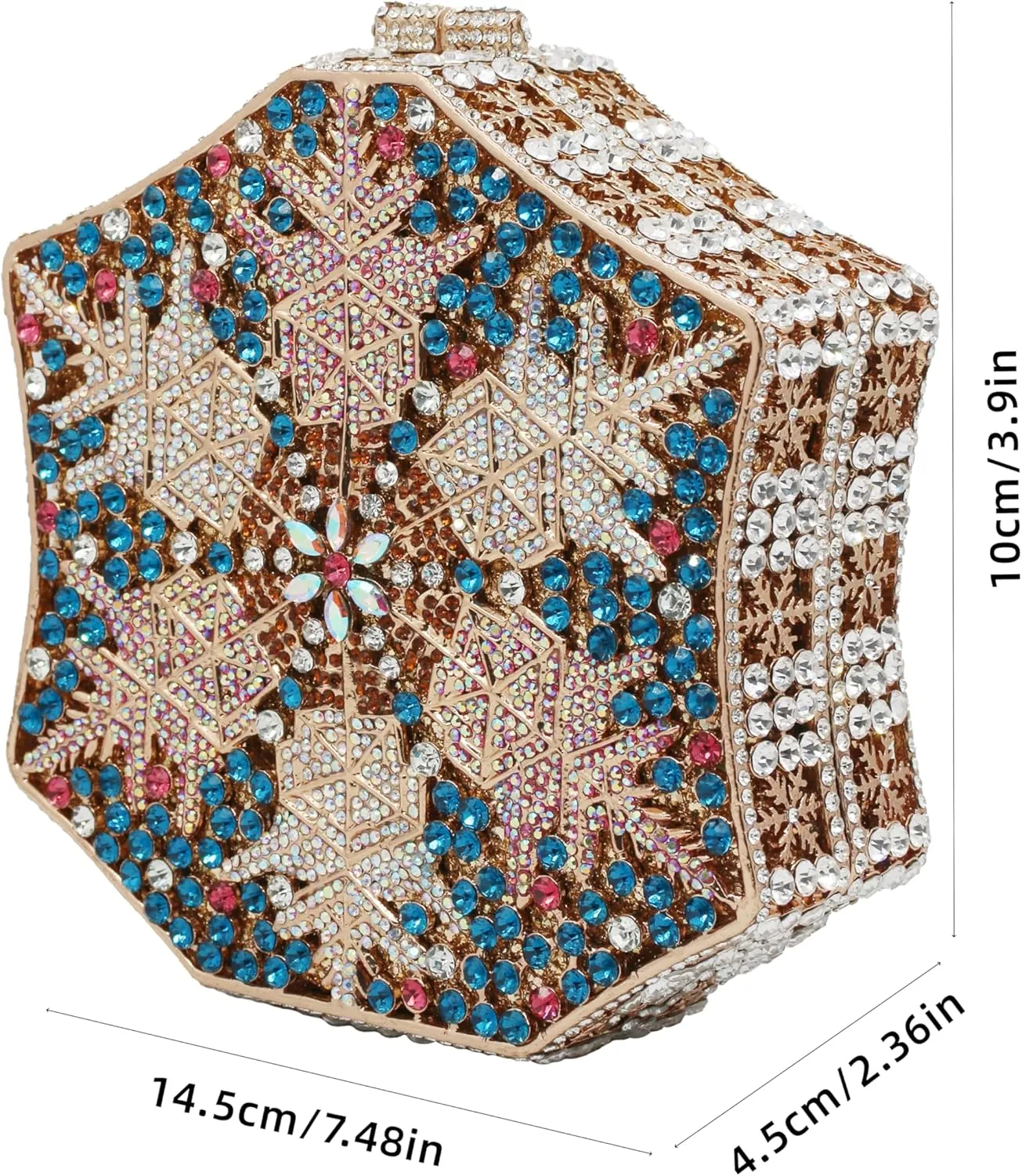 UMREN Crystal Snowflake Evening Bags Dazzling Rhinestone Party Box for Women Formal Party Sparkly Bridal Clutch Purse