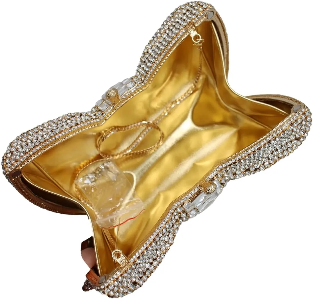 UMREN Women’s Elegant Butterfly Rhinestone Evening Bags Luxury Crystal Clutch Wedding Party Cocktail Handbag Purse