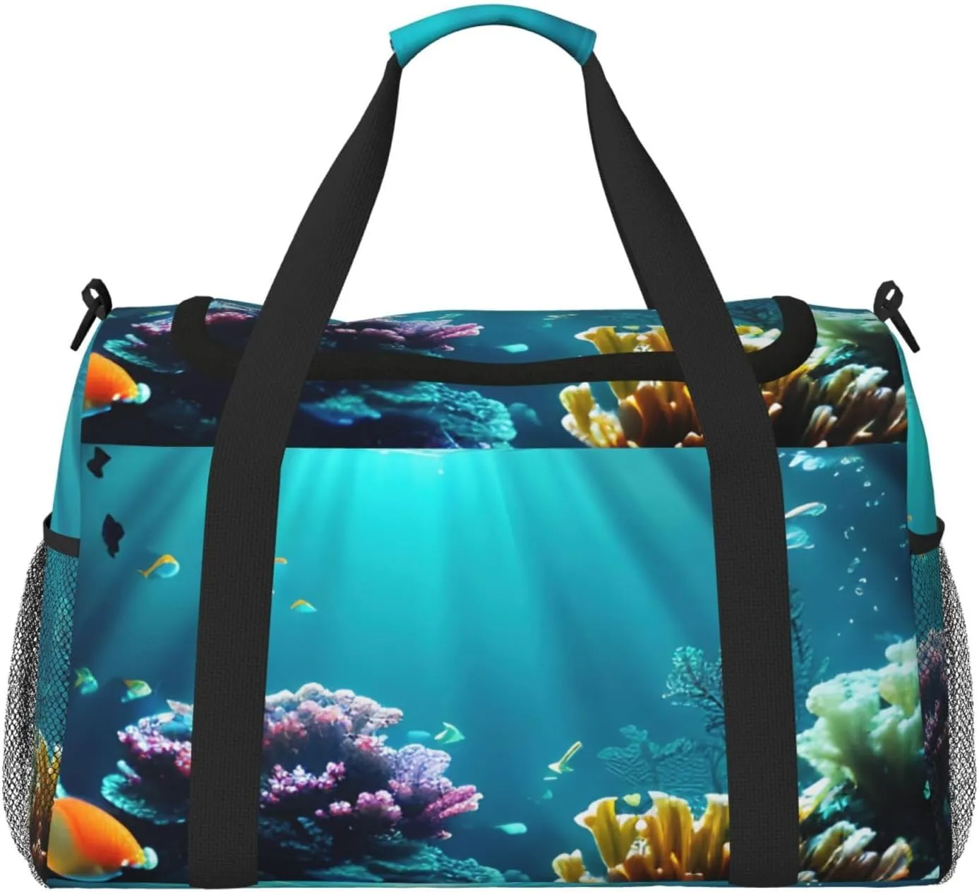 Underwater Scenery Print Travel Hand Travel Bag Weekender Overnight Carry On Tote Foldable Crossbody Bag