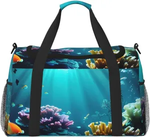 Underwater Scenery Print Travel Hand Travel Bag Weekender Overnight Carry On Tote Foldable Crossbody Bag