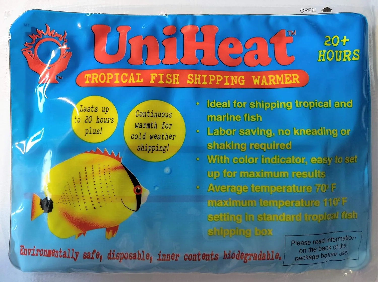 Uniheat Shipping Warmer 20  Hours, 24 Pack >Plus!< 1-9"x24" Shipping Bags, 20  Hour Warmth for Shipping Live Corals, Small Pets, Fish, Insects, Reptiles, Etc.