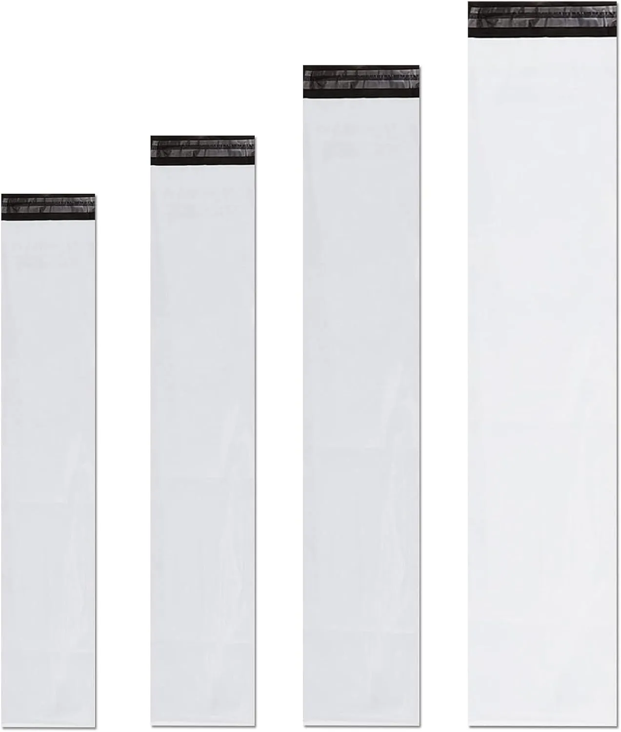 Unique Poly Mailers 6x28 Inch 50 Pack Envelopes Bag for Long Items,White Self Sealing Waterproof Mailing Shipping Bags