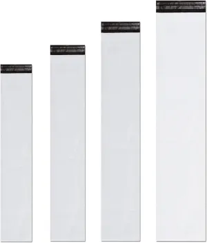 Unique Poly Mailers 6x28 Inch 50 Pack Envelopes Bag for Long Items,White Self Sealing Waterproof Mailing Shipping Bags