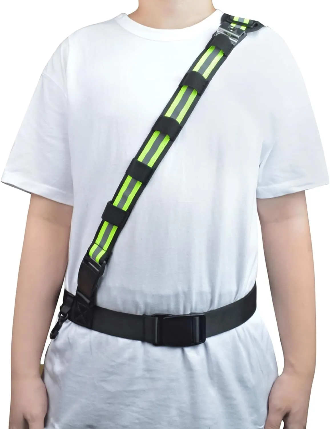 Universal Adjustable Radio Shoulder Strap, Microphone Nylon Holder with Reflective Stripe and Radio Pouch Hook for Baofeng Kenwood Yaesu Motorola Radio(With Metal Mic Holder)