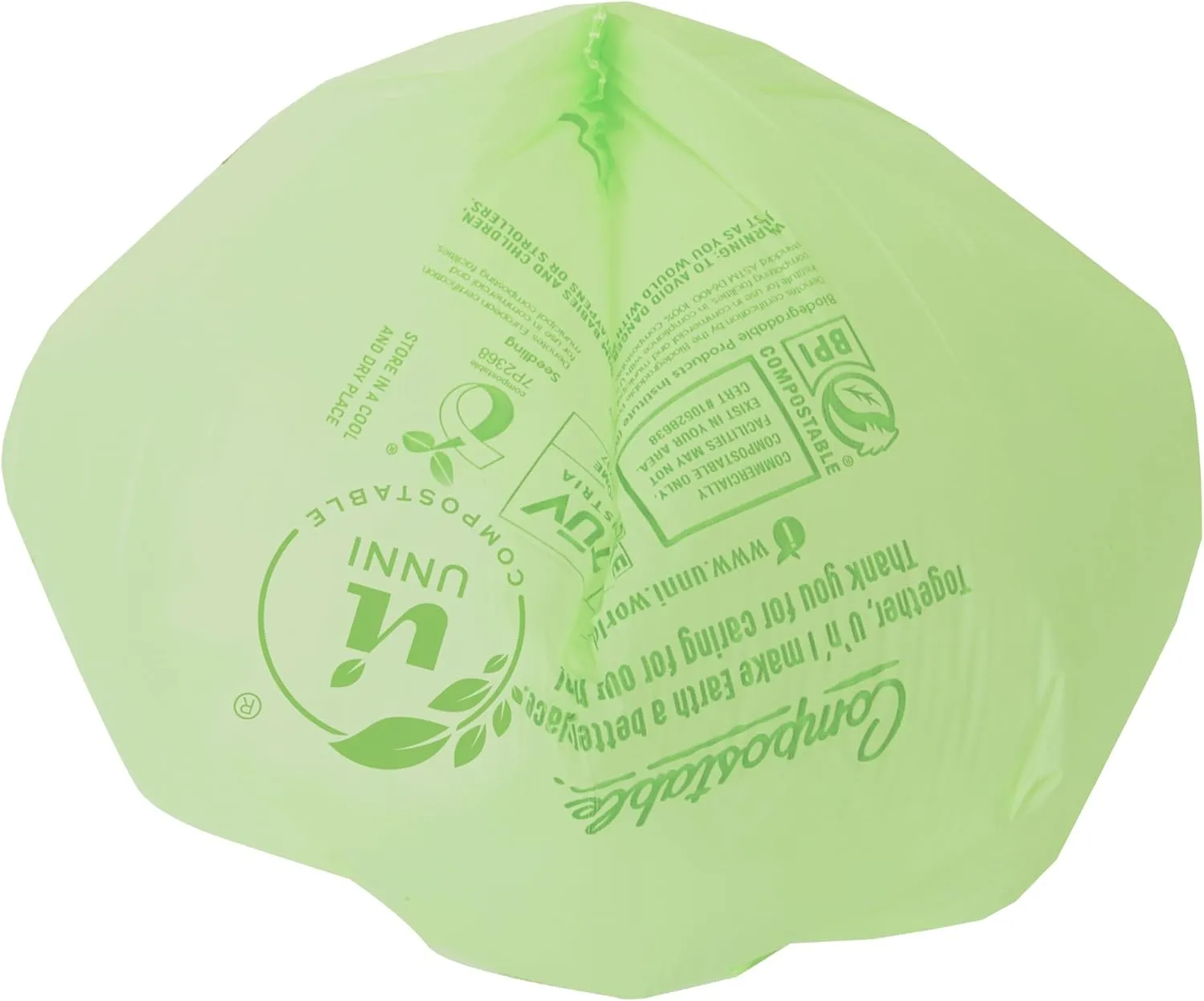 UNNI Compostable Liner Bags, 3 Gallon, 11.35 Liter, 100 Count, Extra Thick 0.71 Mil, Small Kitchen Food Scrap Waste Bags, ASTM D6400, US BPI, CMA and Europe OK compost HOME Certified, San Francisco