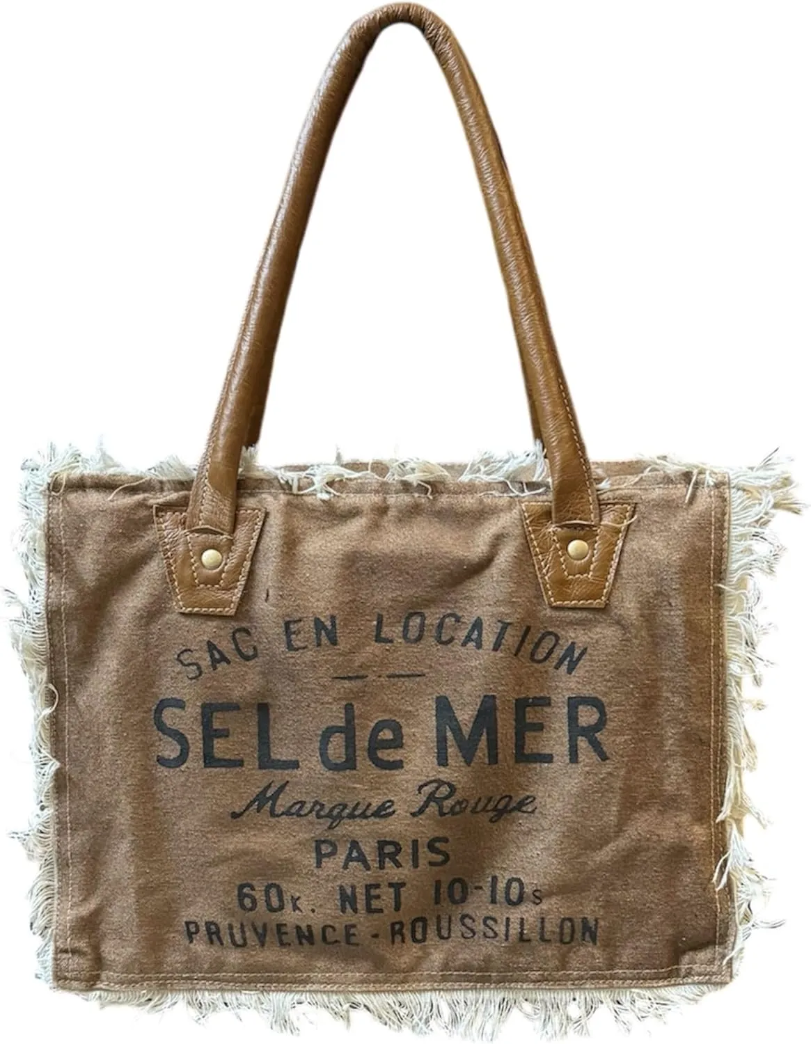 Upcycled Canvas Craft Tote Real Leather Lightweight Hand Bag with Open Zipper Carry Bags for Women's