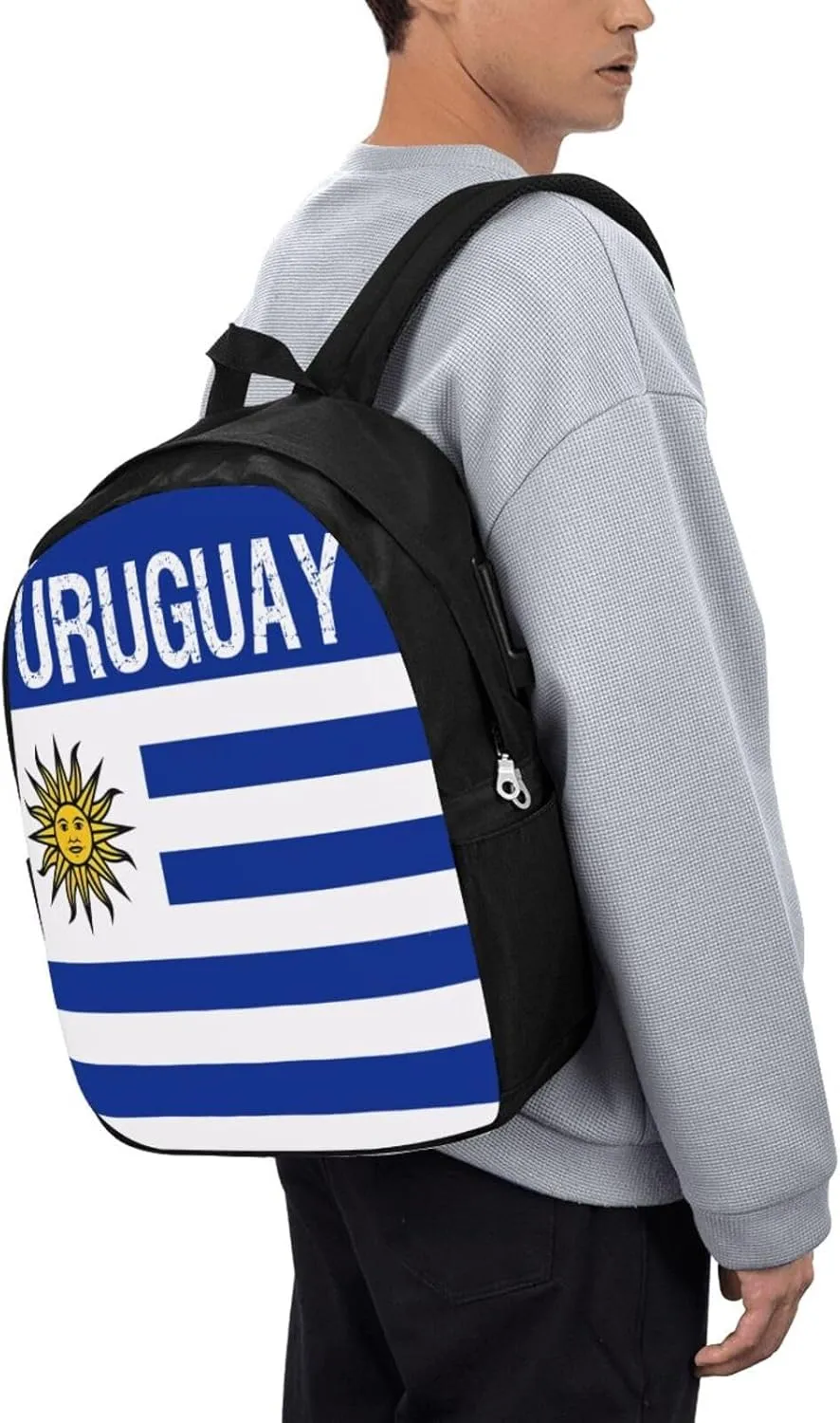 Uruguay Uruguayan Flag Laptop Backpacks Travel Backpack Casual Business Daypack Sport Rucksack Computer Bag Fits up to 17 Inch Notebook with USB Port