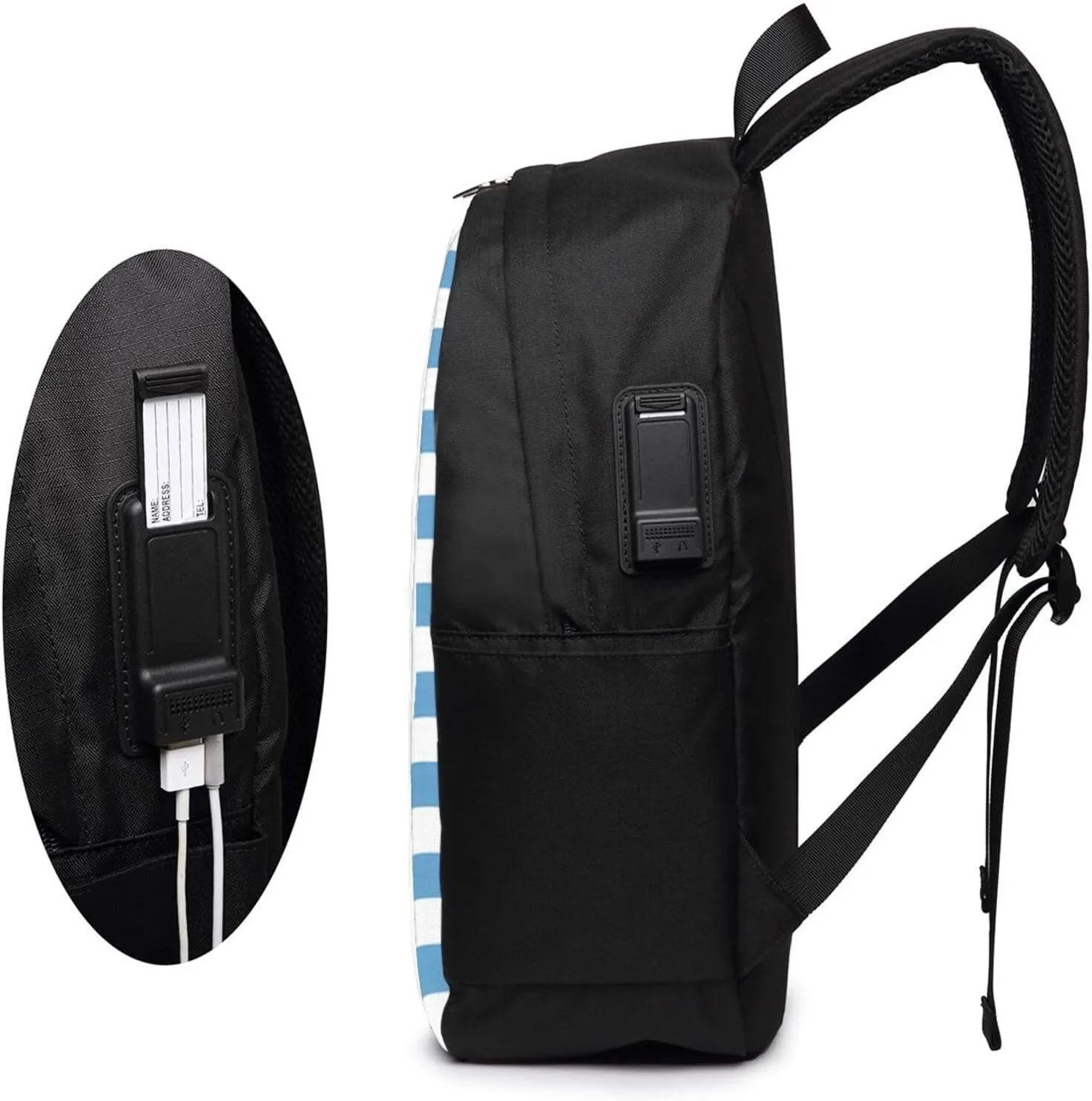 Uruguay Uruguayan Flag Laptop Backpacks Travel Backpack Casual Business Daypack Sport Rucksack Computer Bag Fits up to 17 Inch Notebook with USB Port