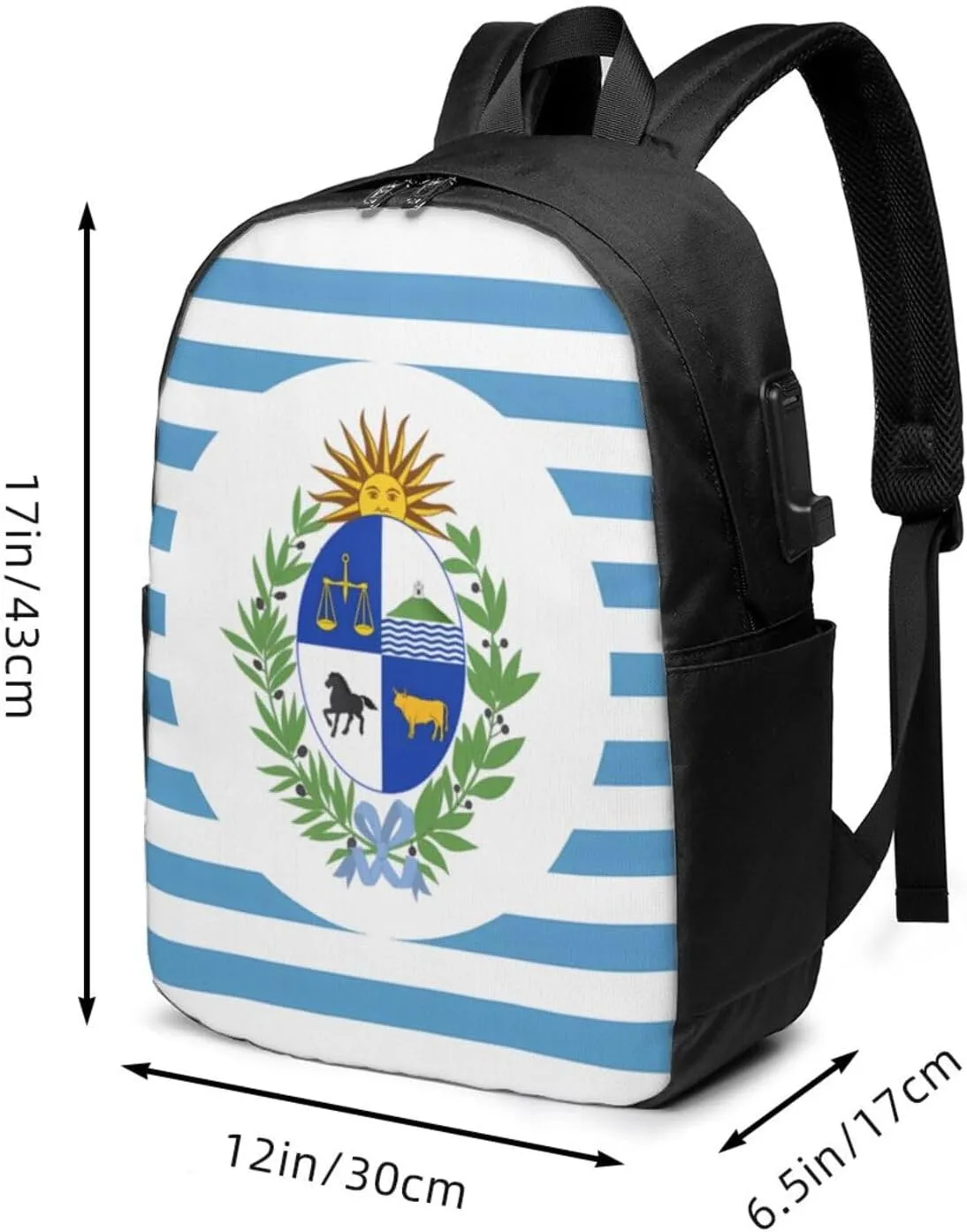 Uruguay Uruguayan Flag Laptop Backpacks Travel Backpack Casual Business Daypack Sport Rucksack Computer Bag Fits up to 17 Inch Notebook with USB Port