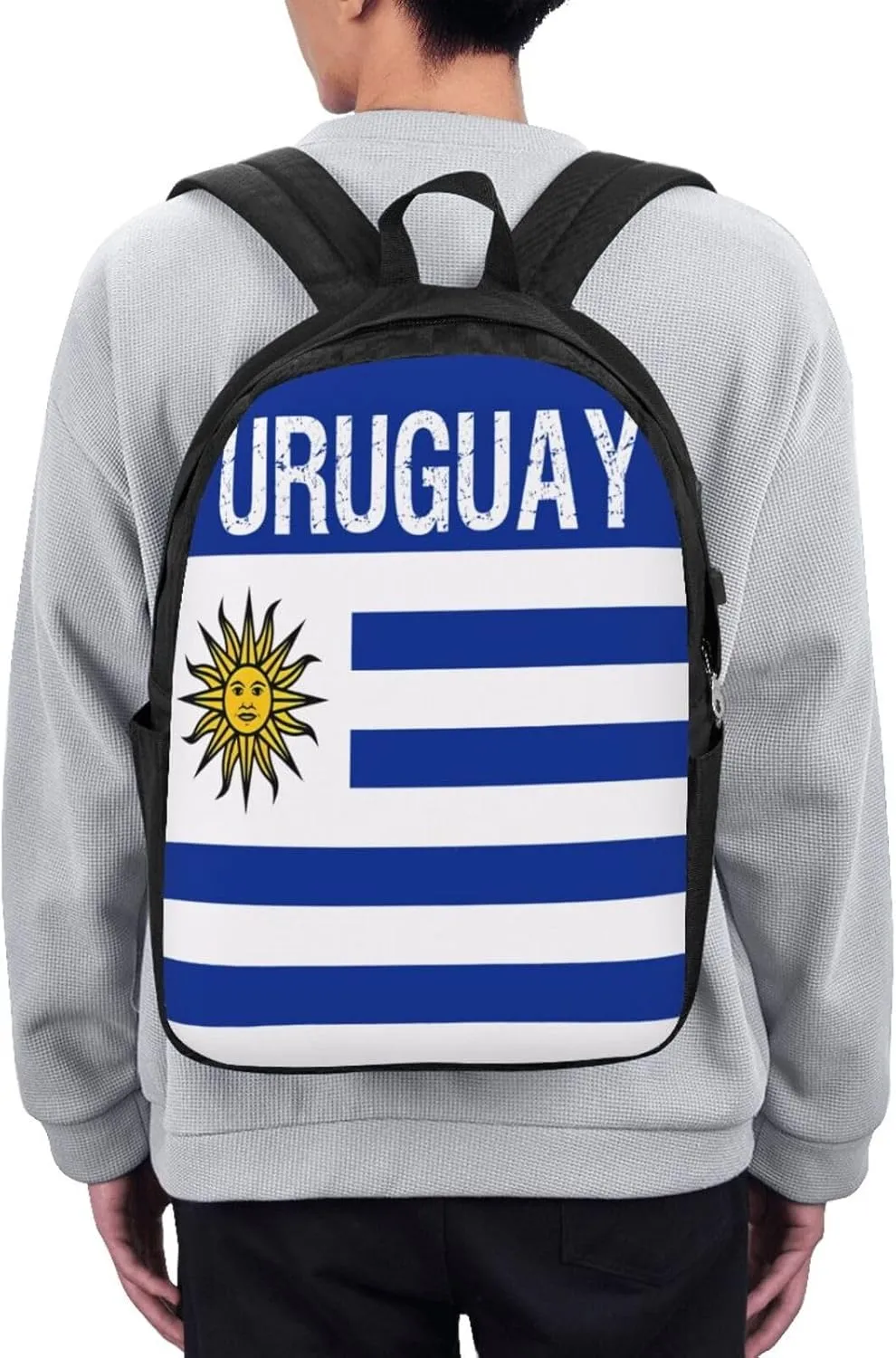 Uruguay Uruguayan Flag Laptop Backpacks Travel Backpack Casual Business Daypack Sport Rucksack Computer Bag Fits up to 17 Inch Notebook with USB Port