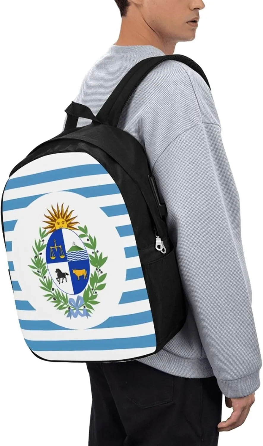 Uruguay Uruguayan Flag Laptop Backpacks Travel Backpack Casual Business Daypack Sport Rucksack Computer Bag Fits up to 17 Inch Notebook with USB Port