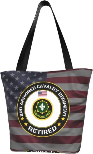 Us Army 2nd Armored Cavalry Regiment Retired Fashion Shoulder Bag Large Capacity For Man Or Woman