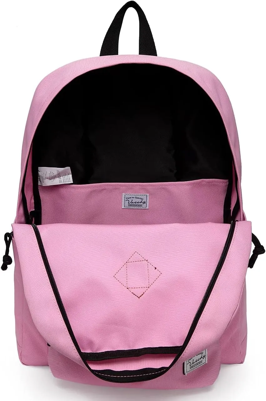 VASCHY School Backpack, Lightweight Water Repellent Backpack Men School Bag Women Children Boy Leisure for Girl School High School Teenagers College Business Travel, Pink, M, Backpacks Handbags
