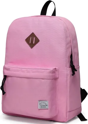 VASCHY School Backpack, Lightweight Water Repellent Backpack Men School Bag Women Children Boy Leisure for Girl School High School Teenagers College Business Travel, Pink, M, Backpacks Handbags
