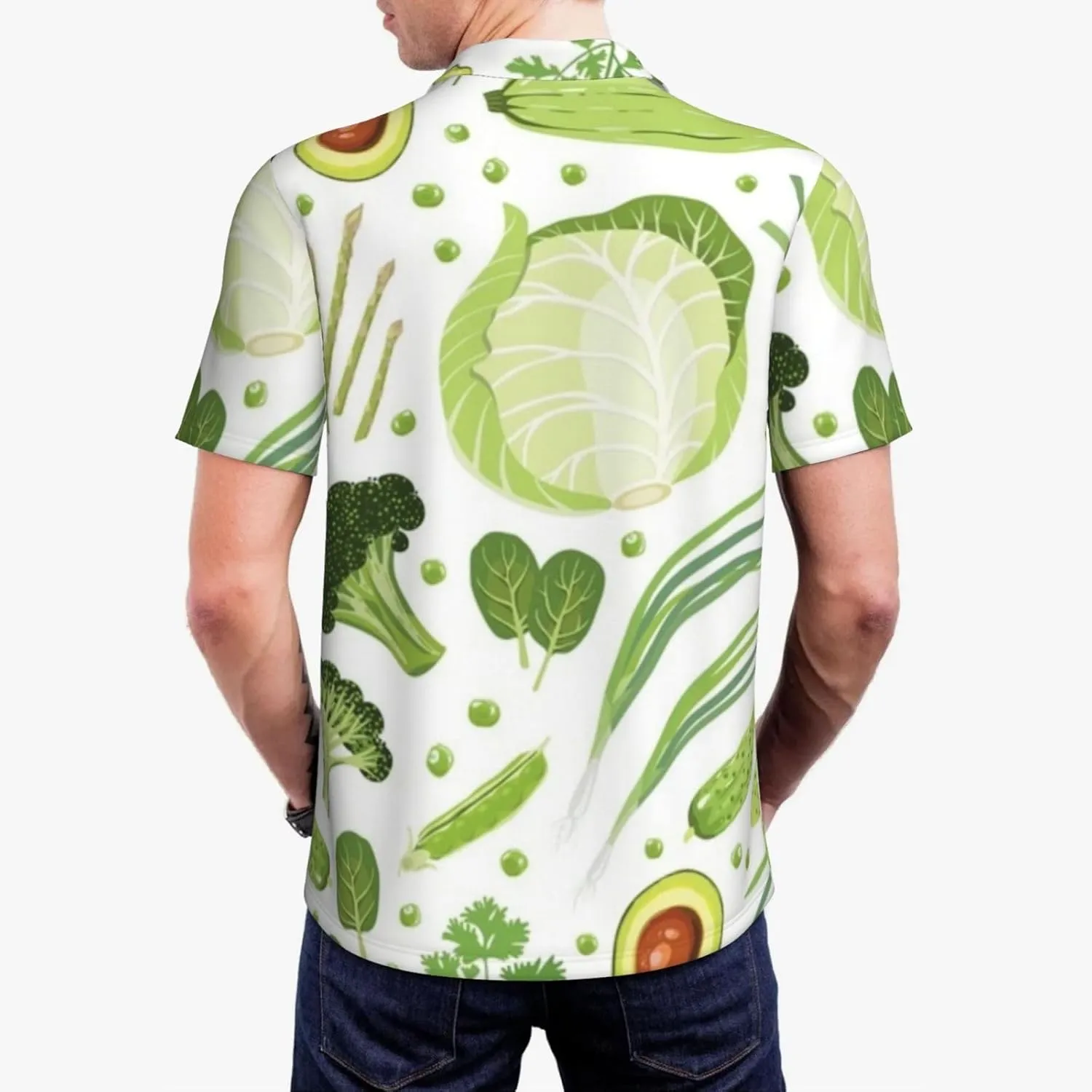 Vegetables Cabbage Cucumber Men's Short Sleeve Polo Shirts Business Casual Shirt Summer Dry Fit Golf Shirts