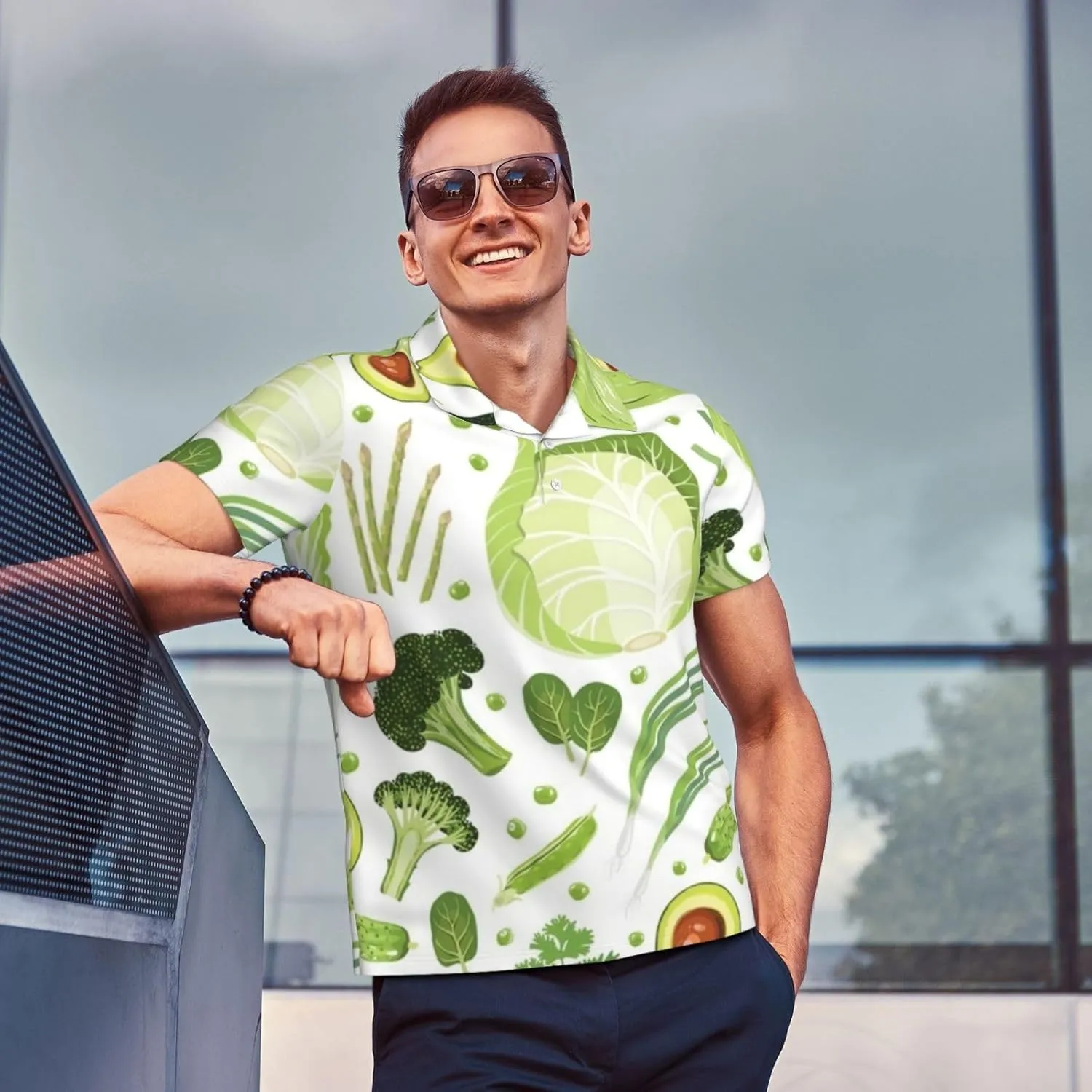 Vegetables Cabbage Cucumber Men's Short Sleeve Polo Shirts Business Casual Shirt Summer Dry Fit Golf Shirts