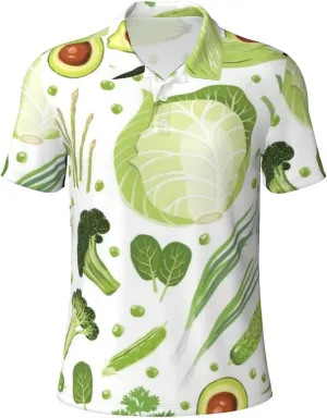 Vegetables Cabbage Cucumber Men's Short Sleeve Polo Shirts Business Casual Shirt Summer Dry Fit Golf Shirts