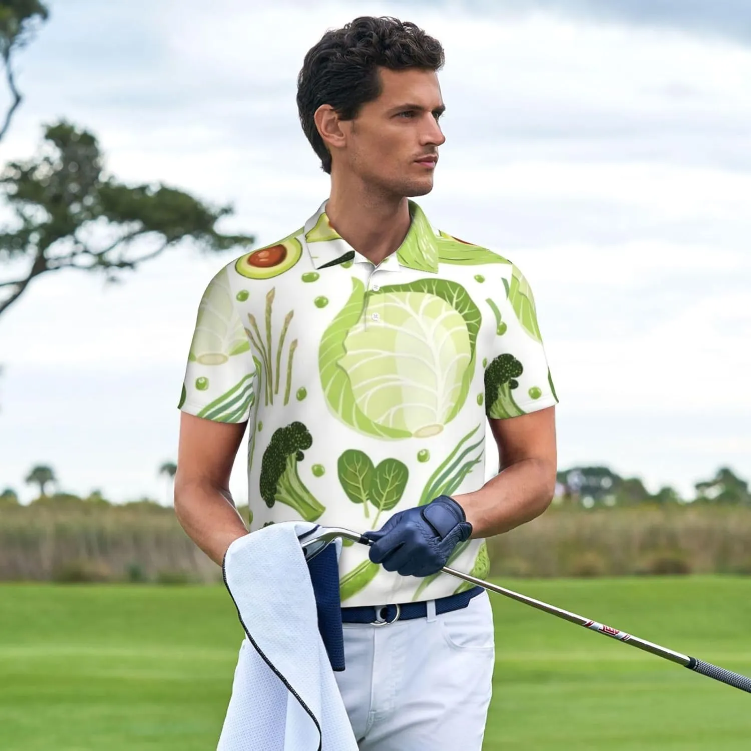 Vegetables Cabbage Cucumber Men's Short Sleeve Polo Shirts Business Casual Shirt Summer Dry Fit Golf Shirts