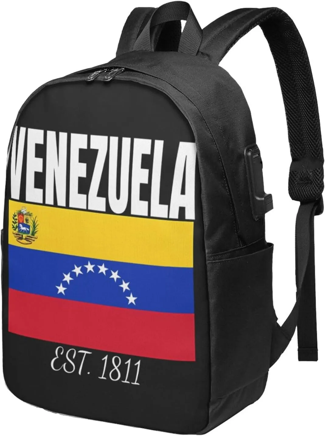 Venezuelan Venezuela Flag EST. 1811 Laptop Backpacks Travel Backpack Casual Business Daypack Sport Rucksack Computer Bag Fits up to 17 Inch Notebook with USB Port