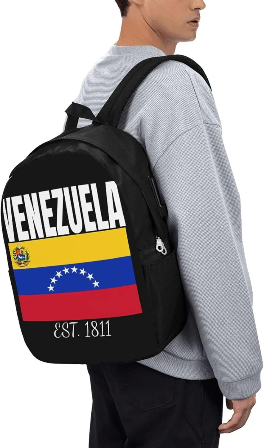 Venezuelan Venezuela Flag EST. 1811 Laptop Backpacks Travel Backpack Casual Business Daypack Sport Rucksack Computer Bag Fits up to 17 Inch Notebook with USB Port