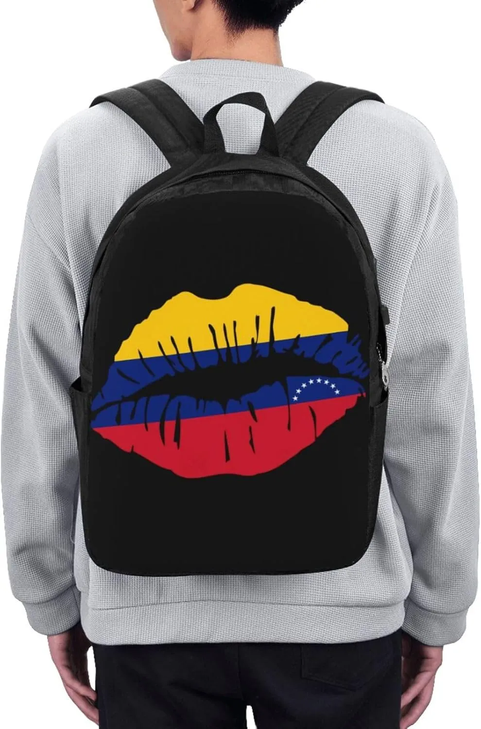 Venezuelan Venezuela Flag Lips Laptop Backpacks Travel Backpack Casual Business Daypack Sport Rucksack Computer Bag Fits up to 17 Inch Notebook with USB Port
