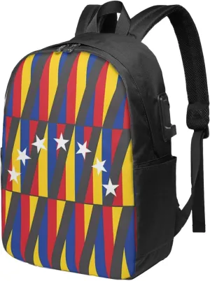 Venezuelan Venezuela Flag Stripe Laptop Backpacks Travel Backpack Casual Business Daypack Sport Rucksack Computer Bag Fits up to 17 Inch Notebook with USB Port