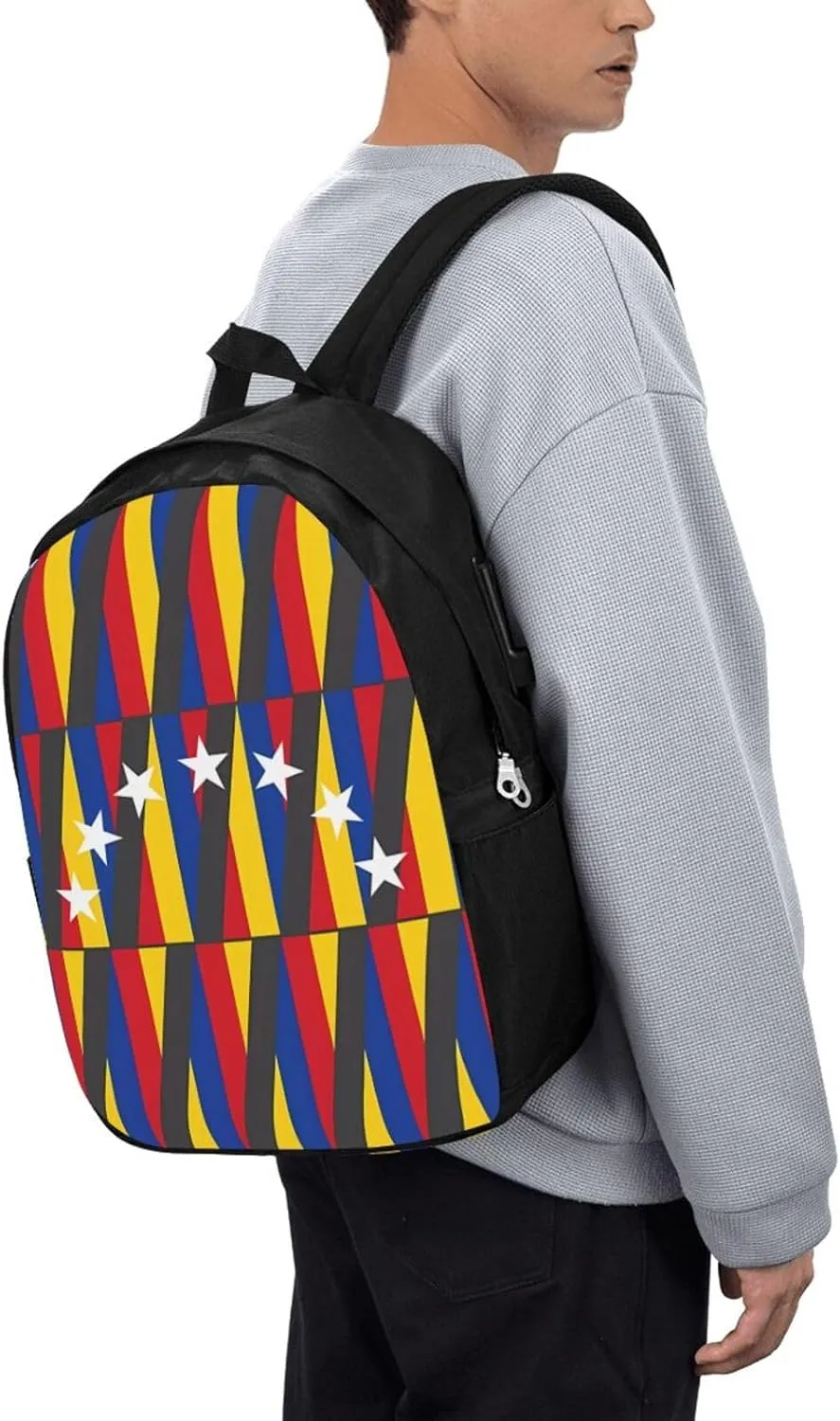 Venezuelan Venezuela Flag Stripe Laptop Backpacks Travel Backpack Casual Business Daypack Sport Rucksack Computer Bag Fits up to 17 Inch Notebook with USB Port