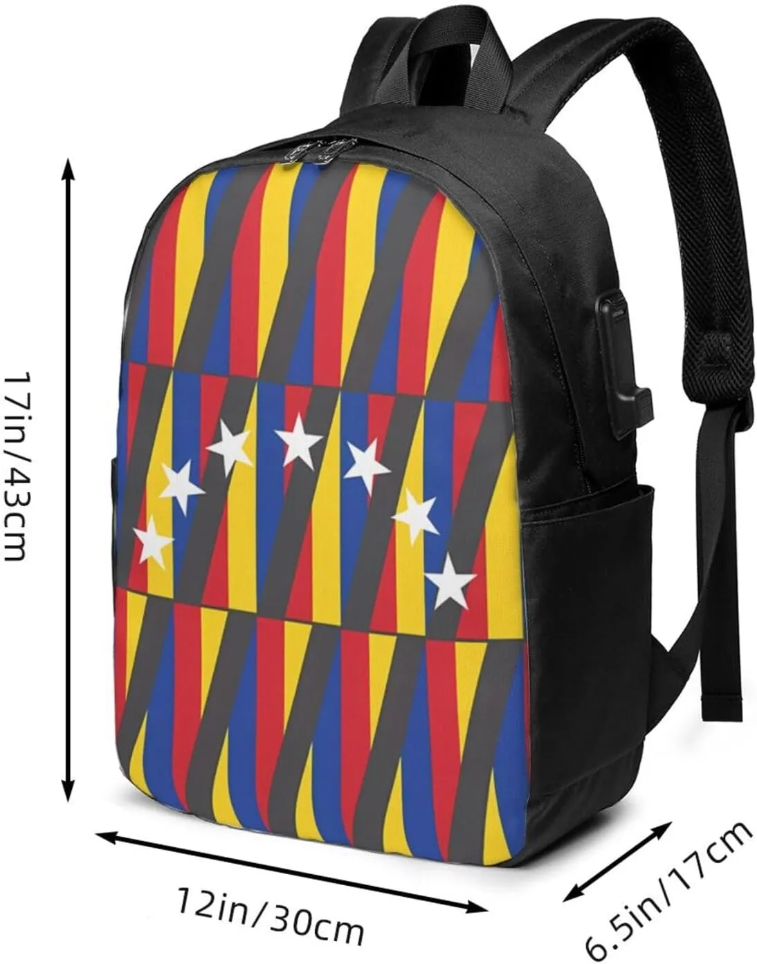 Venezuelan Venezuela Flag Stripe Laptop Backpacks Travel Backpack Casual Business Daypack Sport Rucksack Computer Bag Fits up to 17 Inch Notebook with USB Port