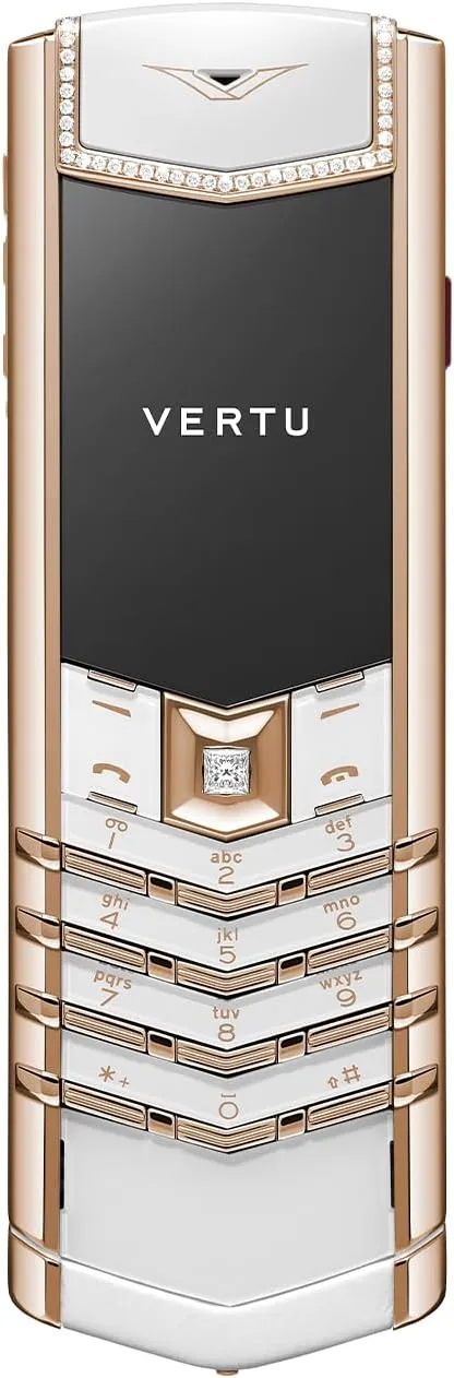 VERTU Signature V Luxury Business Mobile Phone (Diamond & Alligator Skin, White)