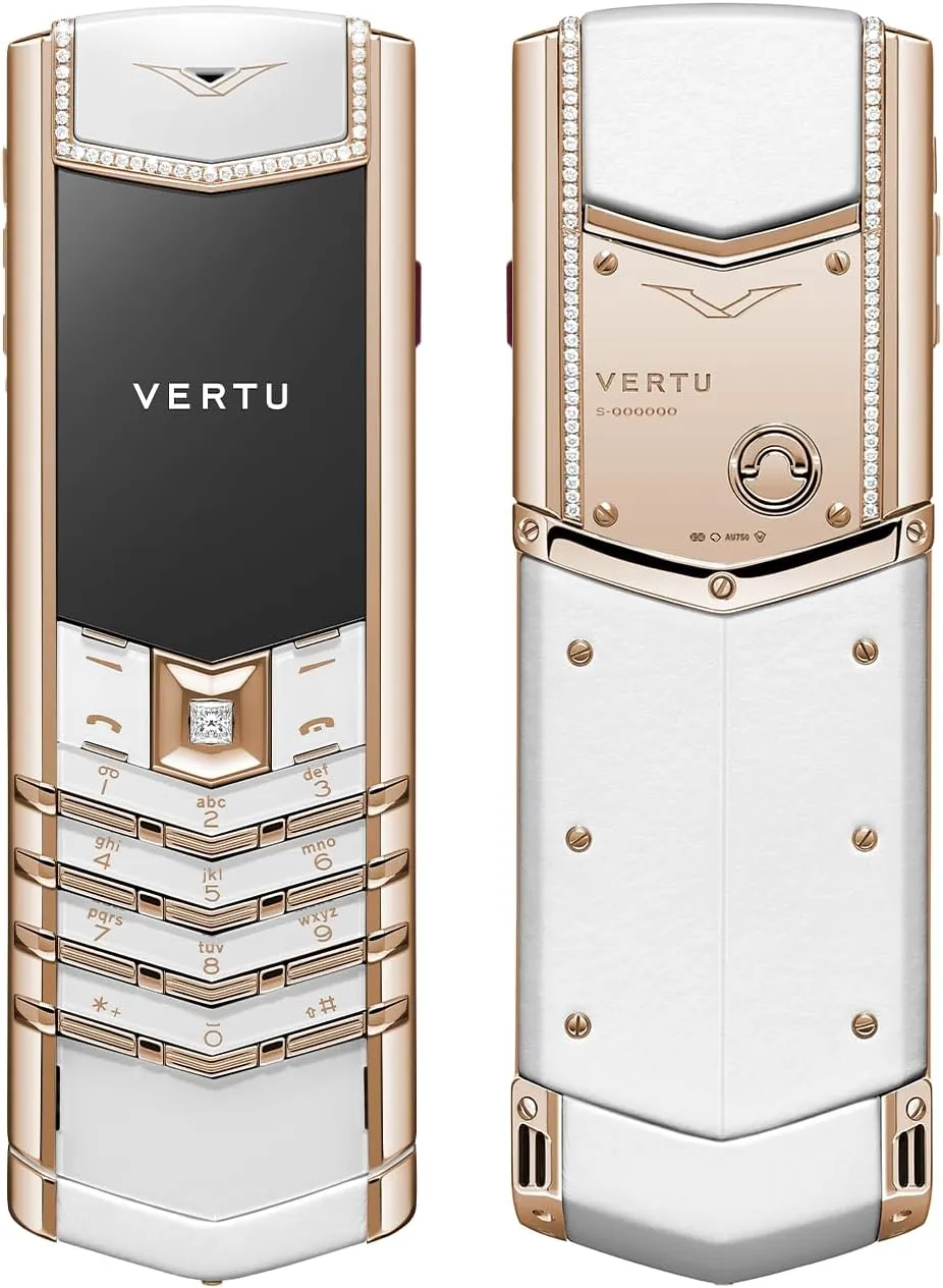 VERTU Signature V Luxury Business Mobile Phone (Diamond & Alligator Skin, White)