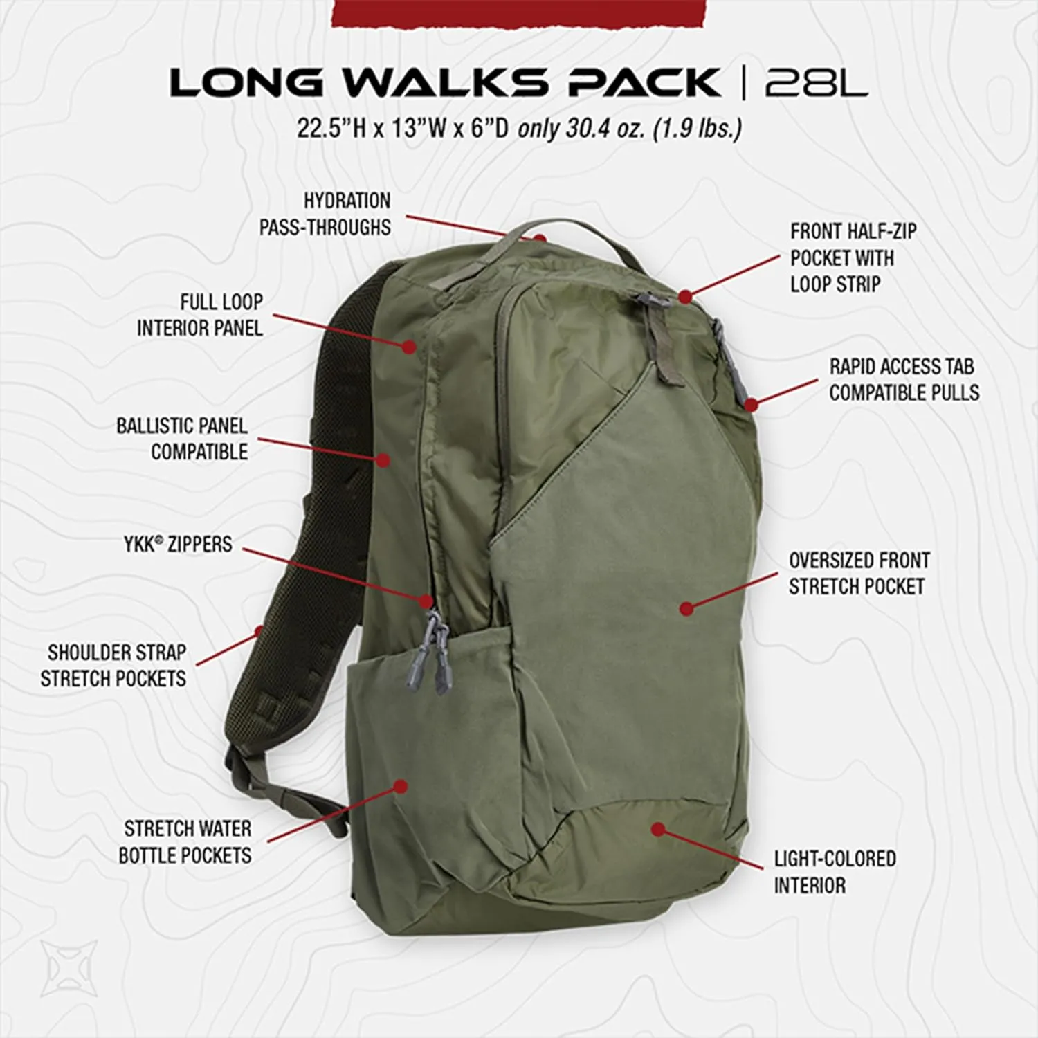 Vertx Long Walks Pack 28L Tactical Backpack Concealed Carry EDC Gear Bag for CCW, Travel, Work, Hiking, Outdoors, Royal Blue
