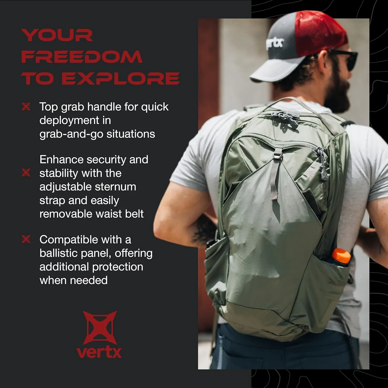 Vertx Long Walks Pack 28L Tactical Backpack Concealed Carry EDC Gear Bag for CCW, Travel, Work, Hiking, Outdoors, Royal Blue