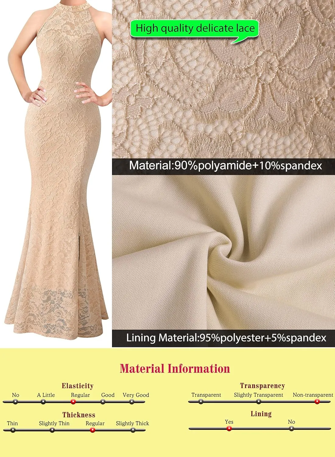 VFSHOW Womens Formal Sexy Halter High Slit Prom Wedding Guest Maxi Dress 2023 Illusion Sweetheart Neckline Evening Long Gown