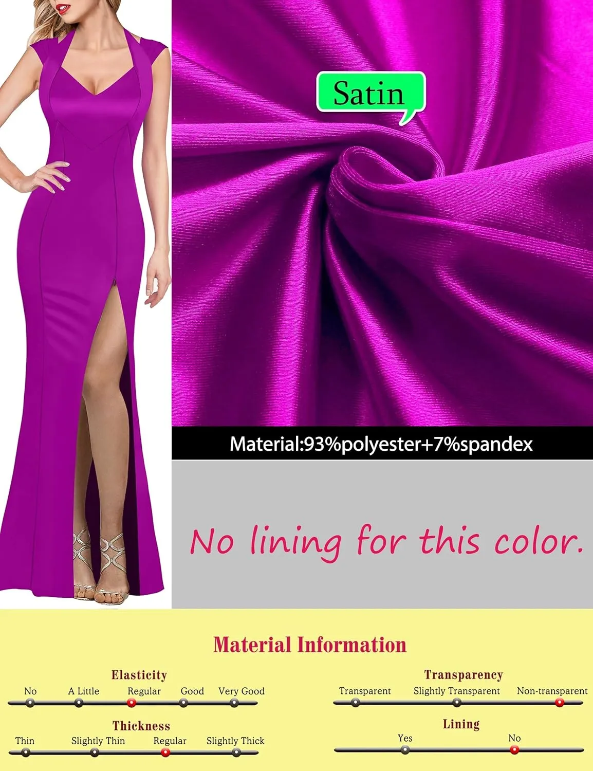 VFSHOW Womens V Halter Neck Zipper High Split Formal Evening Gown Wedding Prom Party Maxi Dress