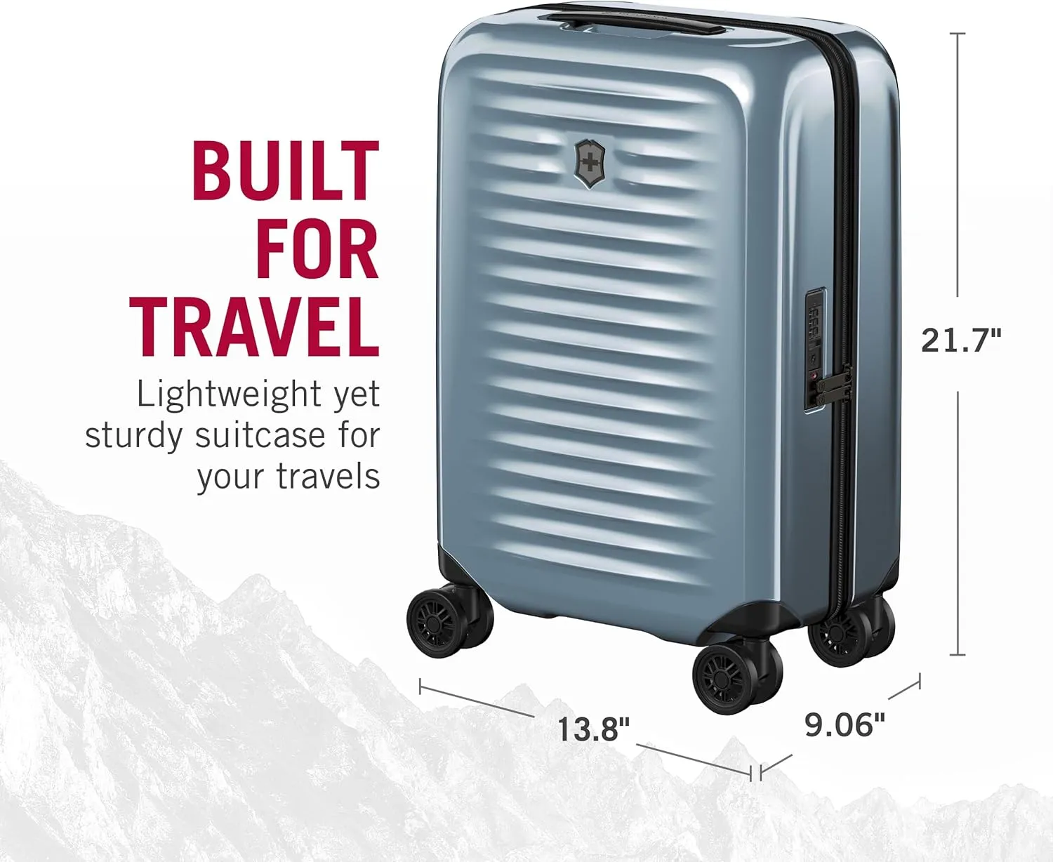 Victorinox Airox Frequent Flyer Hardside Carry-On - Sleek 4-Wheeled Luggage - Suitcase Includes Combination Lock, Spinner Wheels & More - 34 Liters, Light Capri Blue