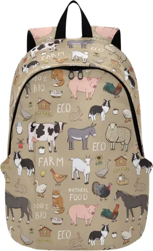 VIGTRO Laptop Backpack Livestock Nutural Food Casual Backpack Lightweight for Women Men, Farm Animals Travel Work Business Bag Outdoor Daypack
