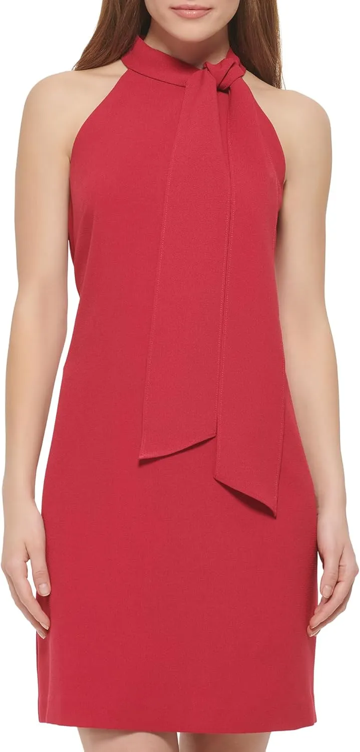 Vince Camuto Women's Sleeveless Halter Tie Neck Shift Mini Dress