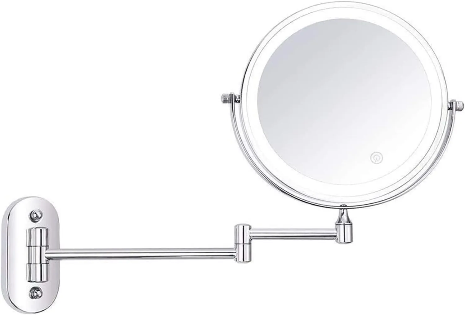 Wall-Mounted Makeup Mirror 8-inch Folding LED Makeup Mirror Wall-Mounted Vanity Mirror Double-Sided 3X Magnifying Mirror