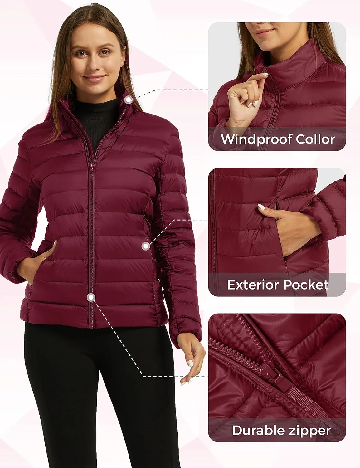 wantdo Women's Packable Ultra Light Weight Short Down Jacket